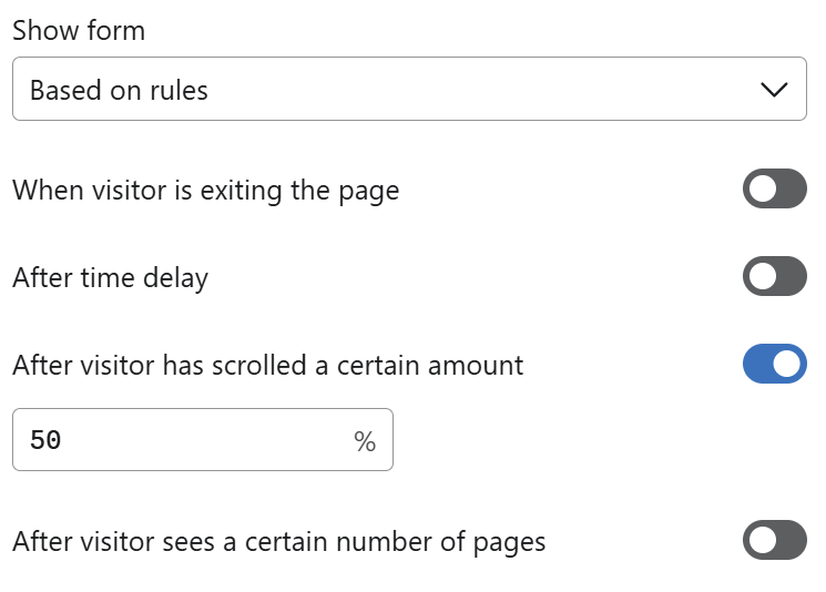 newsletter signup form After visitor has scrolled a certain amount