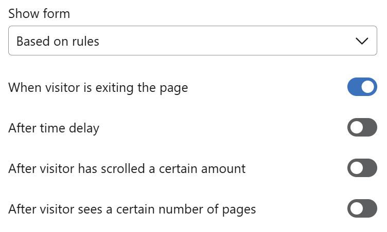 When visitor is exiting the page